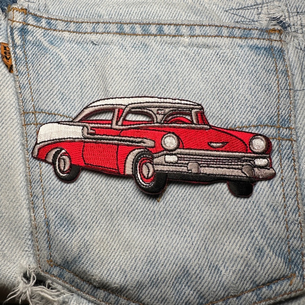 Red 57‎ Chevy Bel Air Car Patch Embroidered Iron On Patch Applique